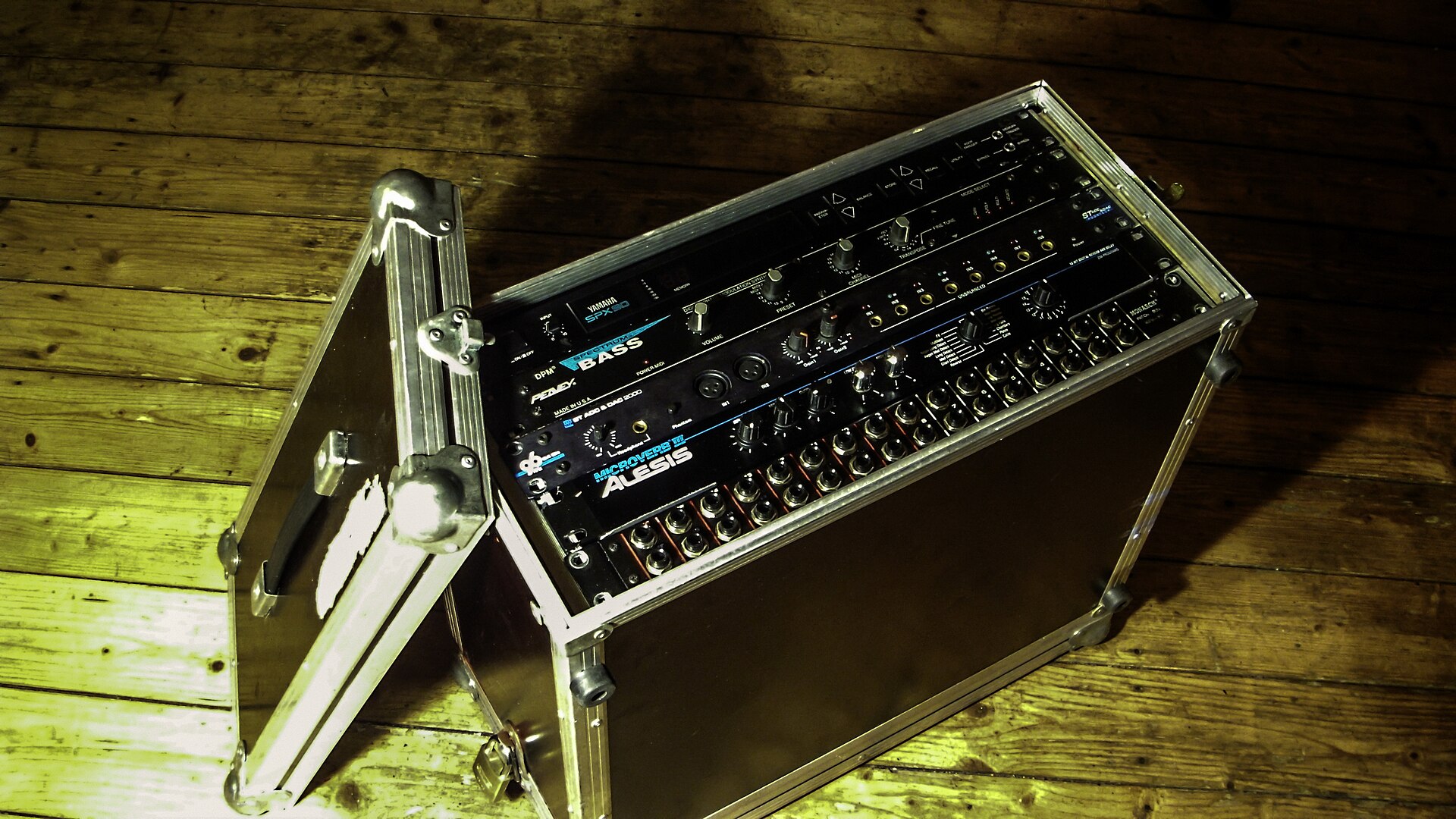 A rack of studio outboard gear, the cover of The Control Room